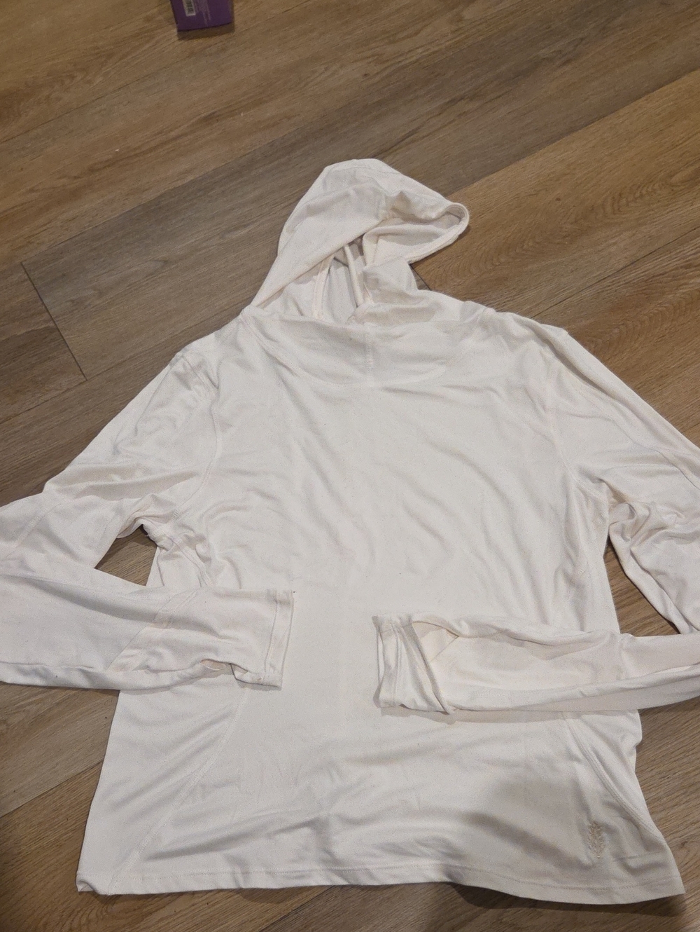 FP Movement by Free People Lightweight Cream Hooded Long-Sleeve Top